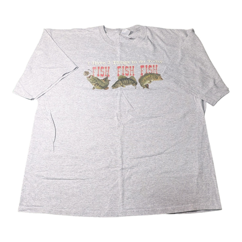 Men's Outdoors Fish Fish Fish Graphic Grey Shirt Size 25w 29L Fits Like 2XL